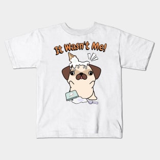 Funny pug got caught stealing ice cream Kids T-Shirt